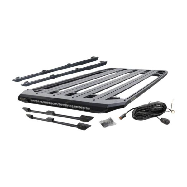 4X4FORCE 220x125cm Roof Rack Platform with Light Bar & Rails for Isuzu MU-X 22+