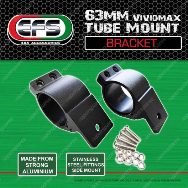 1 Pair 63mm EFS Vividmax Aluminium Tube Mount Bracket Premium Quality