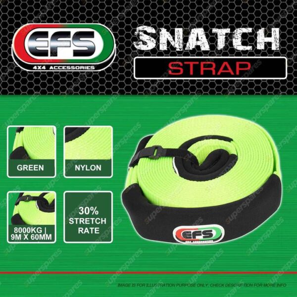 EFS Green Nylon Snatch Strap 30% Stretch Rate 8000kg 9m x 60mm Premium Quality