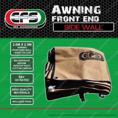 EFS Sand Colour Waterproof 50+ UV Awning front end Side Wall 2.0m x 2.5m