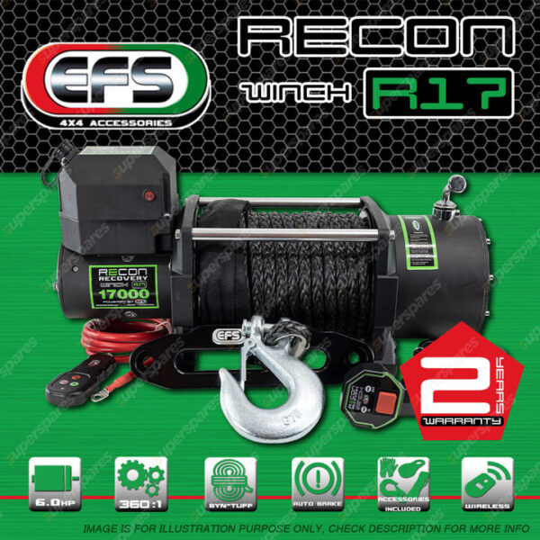 EFS Recon Winch R17 17000lbs Waterproof Wireless Remote Full Load Auto Brake