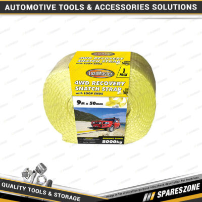 Loadmaster 4WD Snatch Strap with Loop Ends - 9M x 50mm Breaking Strain 8000KG