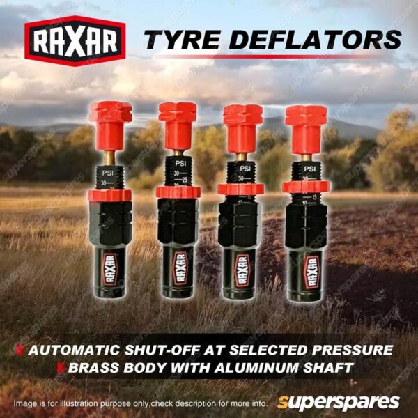 4 Pcs RAXAR Tyre Deflators - Air Pressure Range 10-30psi Automatic Shut-off