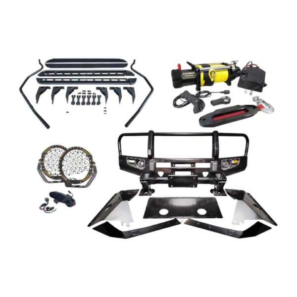 Armor 3 Loop Bullbar Lights Side Steps Winch for Toyota Landcruiser 200 07-15