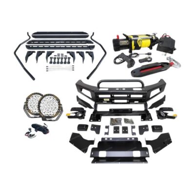 Safari Shield U Loop Bullbar Lights Side Steps Winch for Toyota Hilux Revo 15-On
