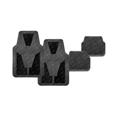 4Pc PC Covers Black Carpet & Rubber Mat Set - Non-Slip Waterproof Rubber PC50109