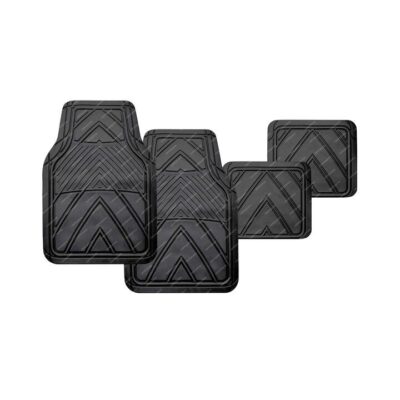 4Pc PC Covers Black Carpet & Rubber Mat Set - Non-Slip Waterproof Rubber PC50203