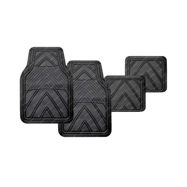 4Pc PC Covers Black Carpet & Rubber Mat Set - Non-Slip Waterproof Rubber PC50203