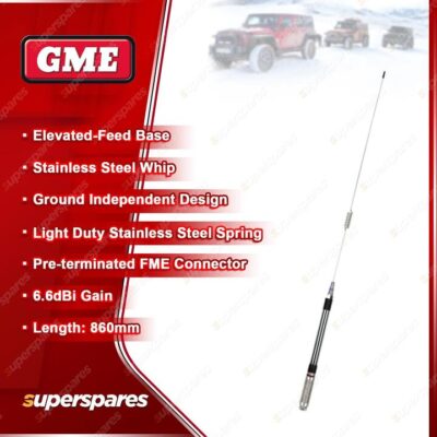 GME 860mm Elevated Feed Antenna (6.6DBI Gain) - Stainless Steel Whip AE4012K2