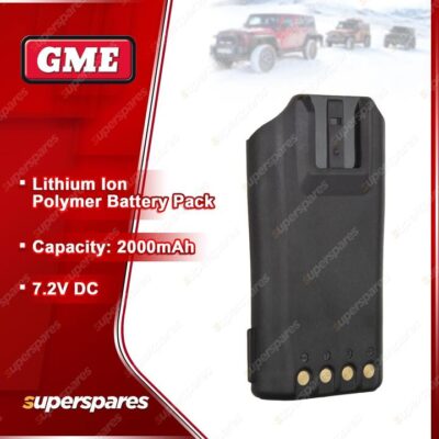 GME 2000Mah IP67 Li-On Lithium Ion Polymer Battery Pack - Suit Radio TX6500S