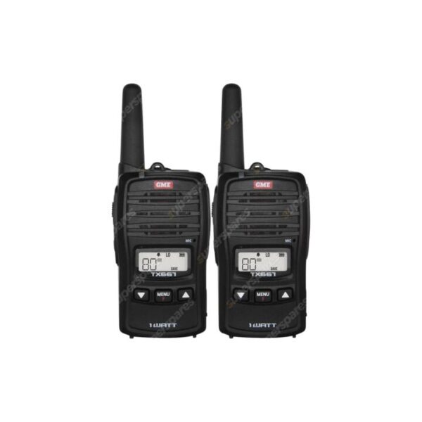 GME 1 Watt UHF CB Handheld Radio Kit with USB Charging - Twin Pack TX667TP
