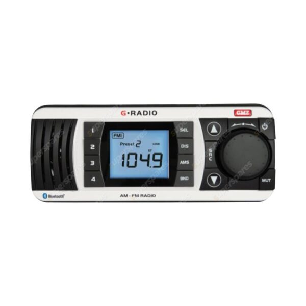 GME Bluetooth AM / FM Marine Stereo with Front-facing Speaker - White