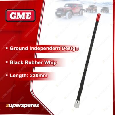 GME 320mm Rubber 27MHZ Antenna - Black Rubber Whip 4WD Offroad Boad AE2001