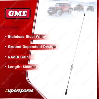 GME 600mm 6.6DBI Gain Stainless Steel Antenna Whip not mounted diesel AE4012