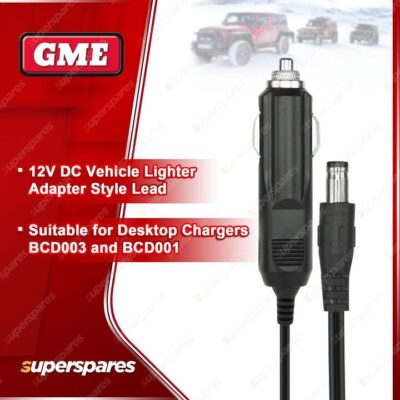 GME 12V Dc Cigarette Lighter Lead - Suit BCD001 / BCD008 / BCD013