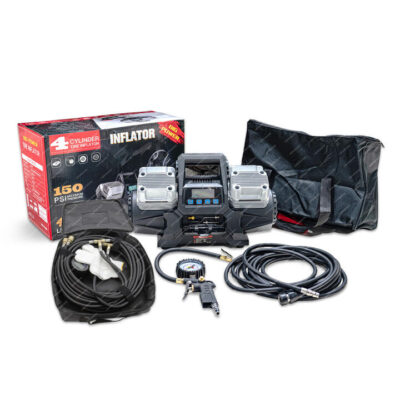 4X4FORCE V4 Air Compressor with Gauge & 4 Tyre Multi Inflator Deflator Combo Kit