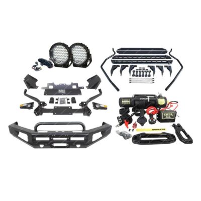 Safari Shield Bullbar Lights Side Steps Winch for Toyota Landcruiser 200 16-21